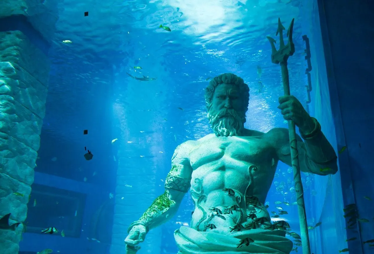 Statue of Poseidon marine god from Greek mythology