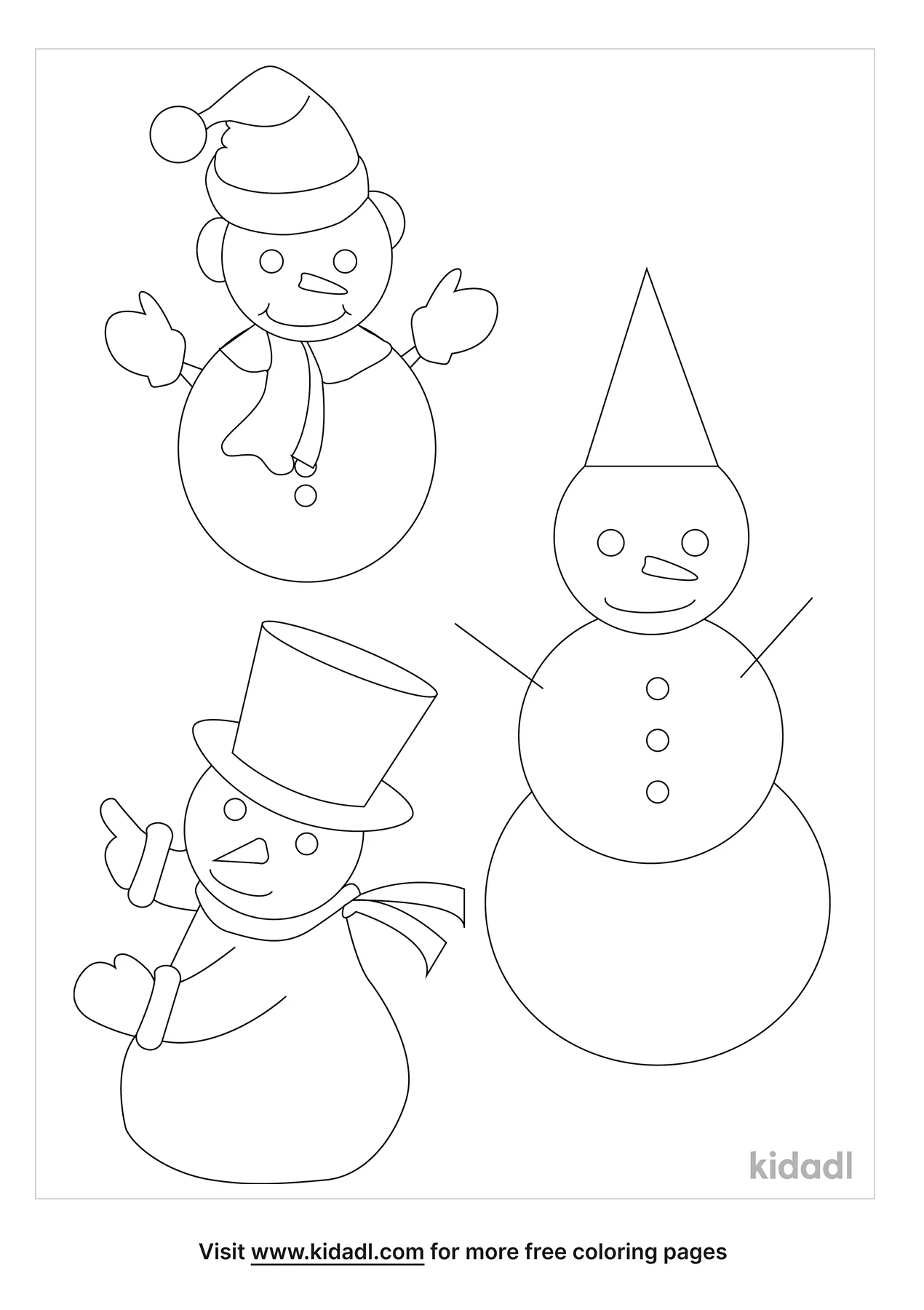 3 Snowmen Coloring Page