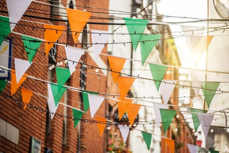 Garlands in the colors of Irish flag