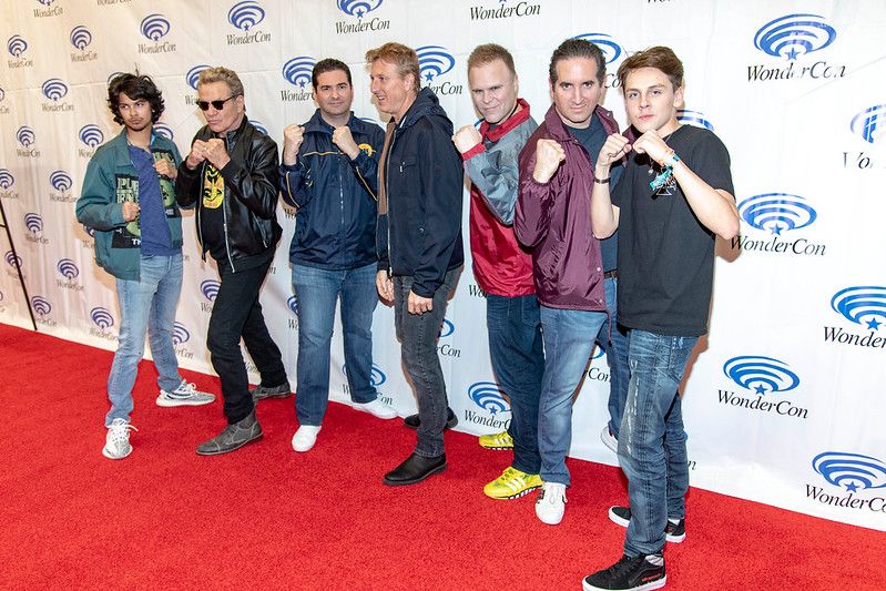 Cast of Cobra Kai at the premier of the show