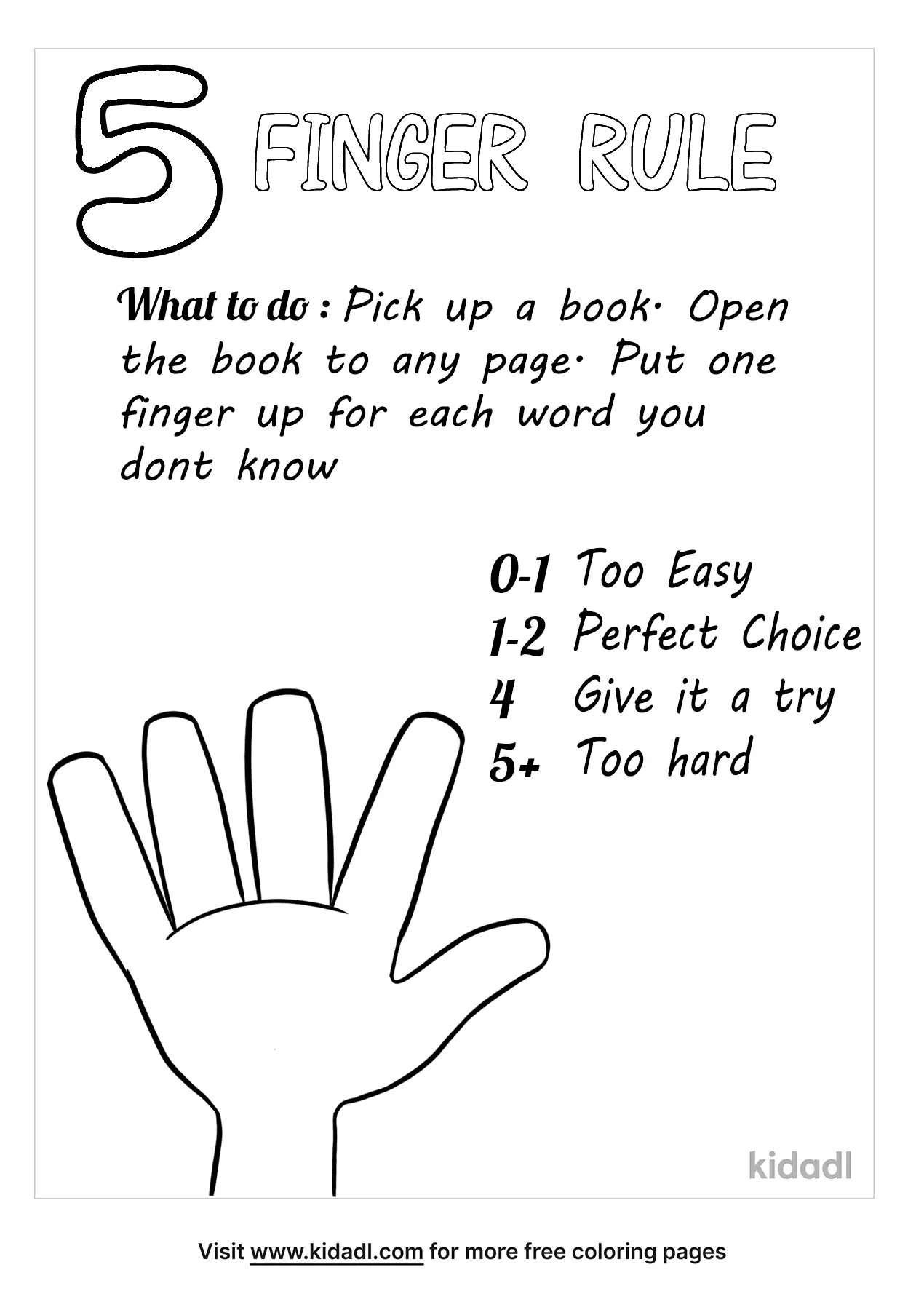 5 Finger Rule Coloring Page