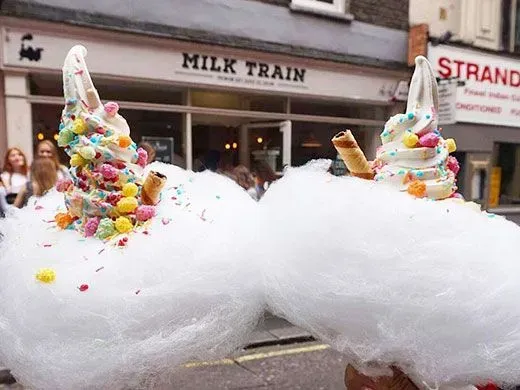 candy floss and ice cream at milk train ice cream parlour londonn