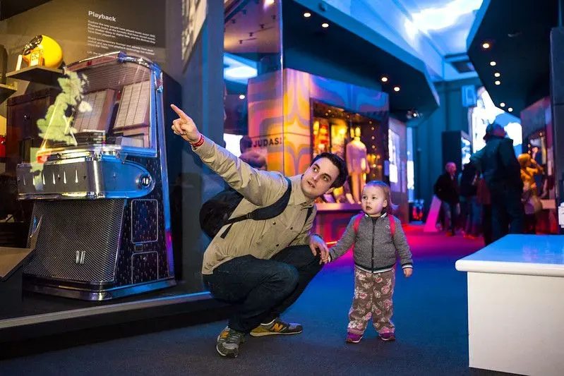 Dad with his daughter at the British Music Experience
