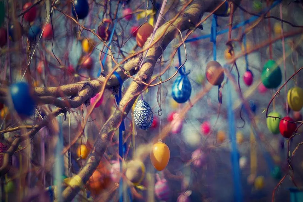 decorated easter tree
