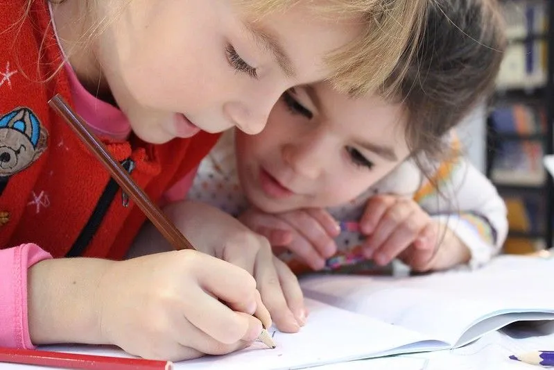 Children writing a letter