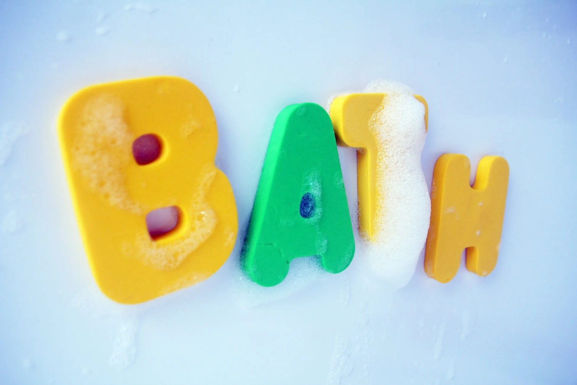 colourful foam letters spelling out bath