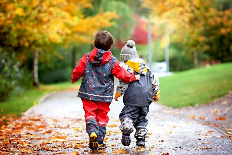 Boys walking in the autumn this weekend