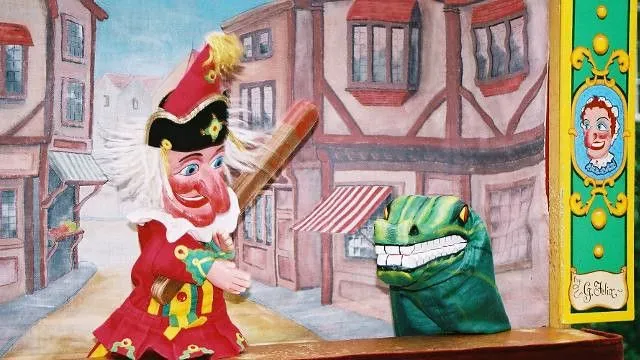 A Punch and Judy puppet show using glove puppets