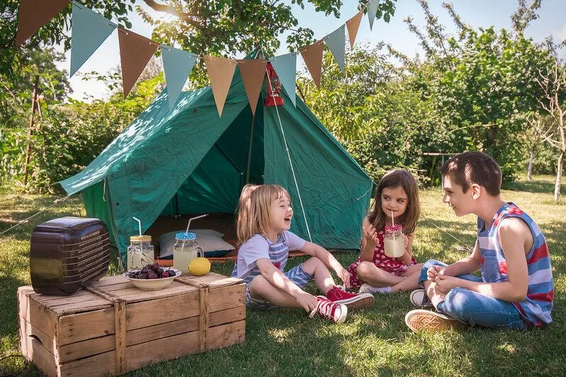 Kids camping and enjoying Glastonbury at home