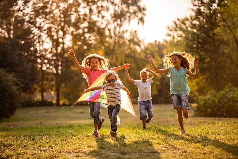 Kite flying family