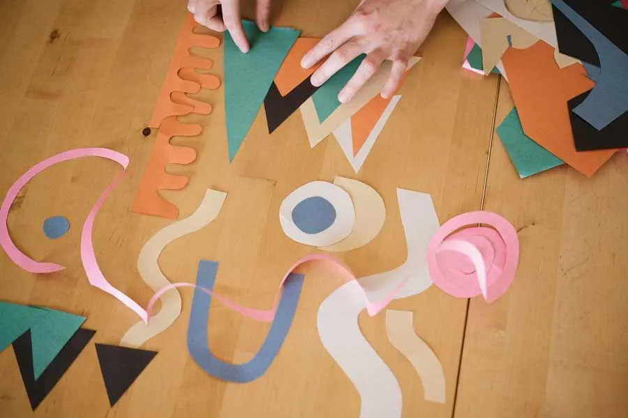 different shapes cut out of craft paper