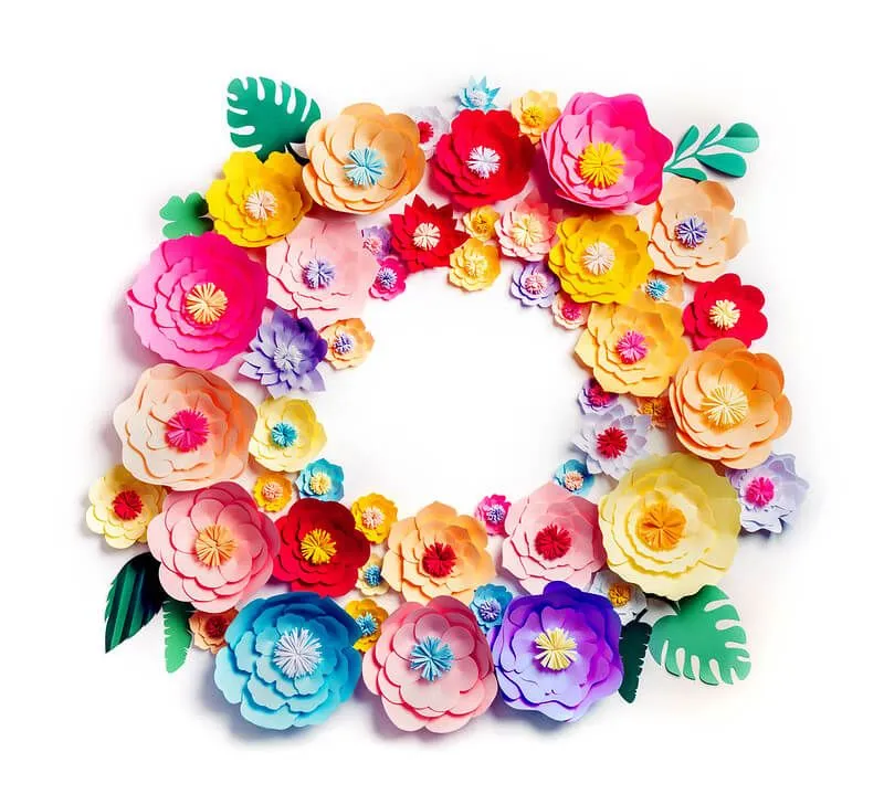 3D Paper Flower Wreath