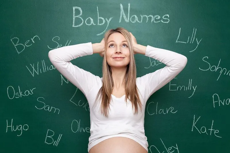 Pregnant woman with girls names ending in y
