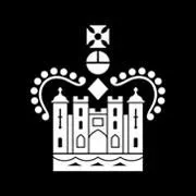 Historic Royal Palaces white crown and castle logo on a black background.