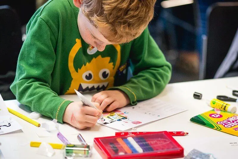 kid making own comic