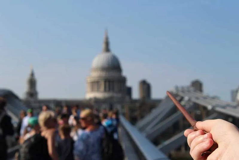 close-up of wand with st paul's cathedral in background in soft focus