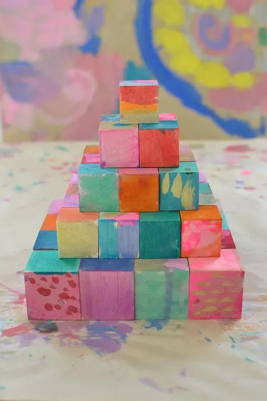 Special painted blocks, great block activities for preschool kids