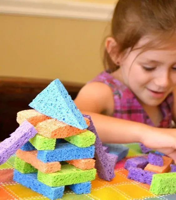 Sponge blocks, great block activities for preschool kids