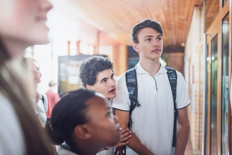 A Level students getting exam results