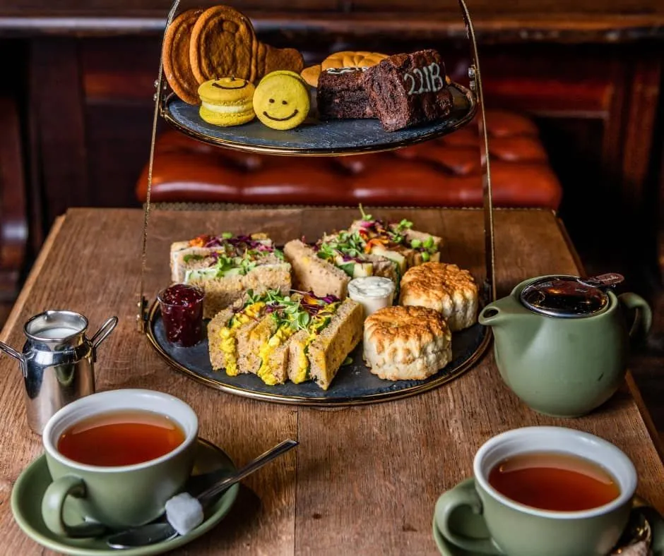 An afternoon tea at the Sherlock escape rooms. 
