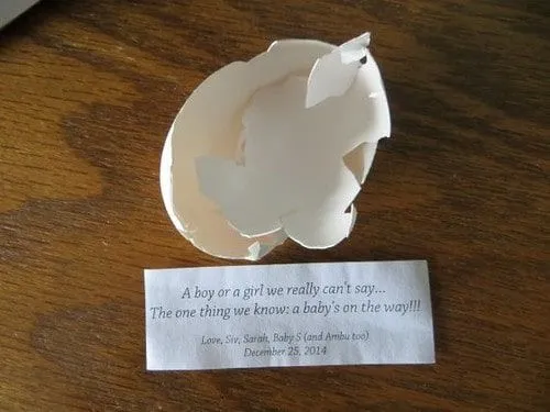 An example of an egg message to tell people you're pregnant.