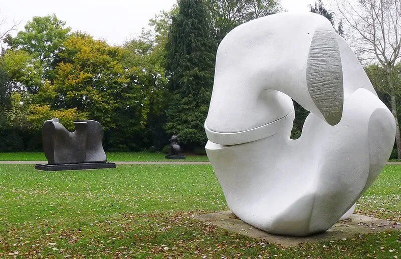 henry moore sculptures in a garden