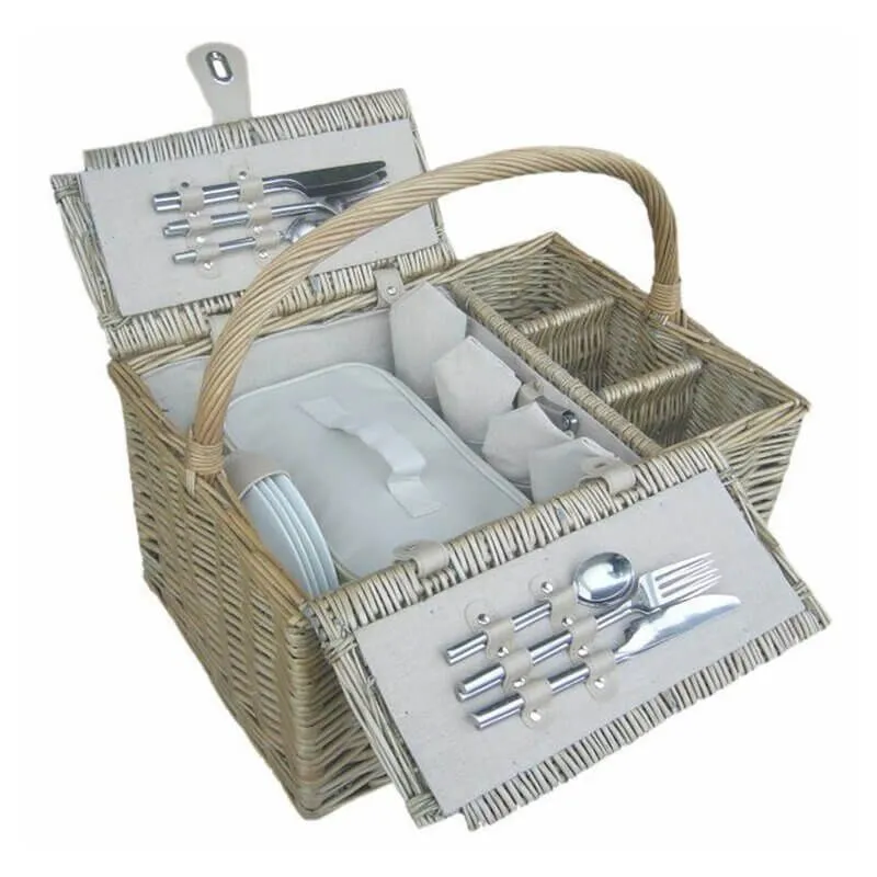 double lidded wicker picnic basket