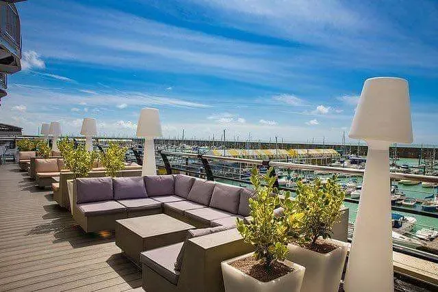 Sofas overlooking the Malmaison Brighton, a wonderful place if you're looking for family holidays with teenagers
