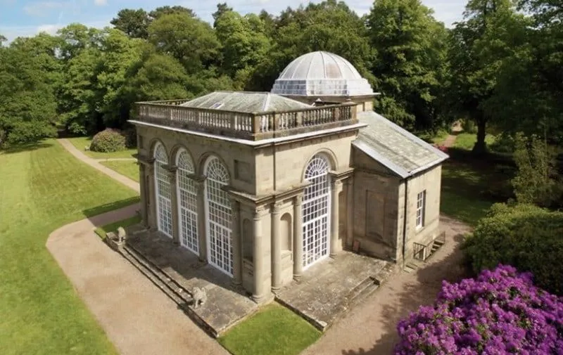 Classical architecture and domed roof at Temple of Diana, Shropshire.