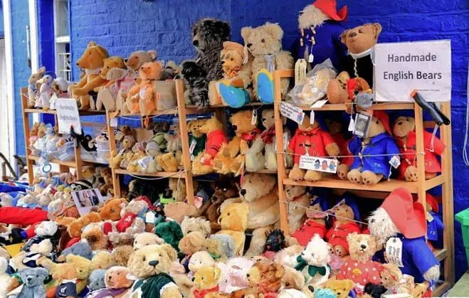 Teddy bear stall at Portobello Road Market.