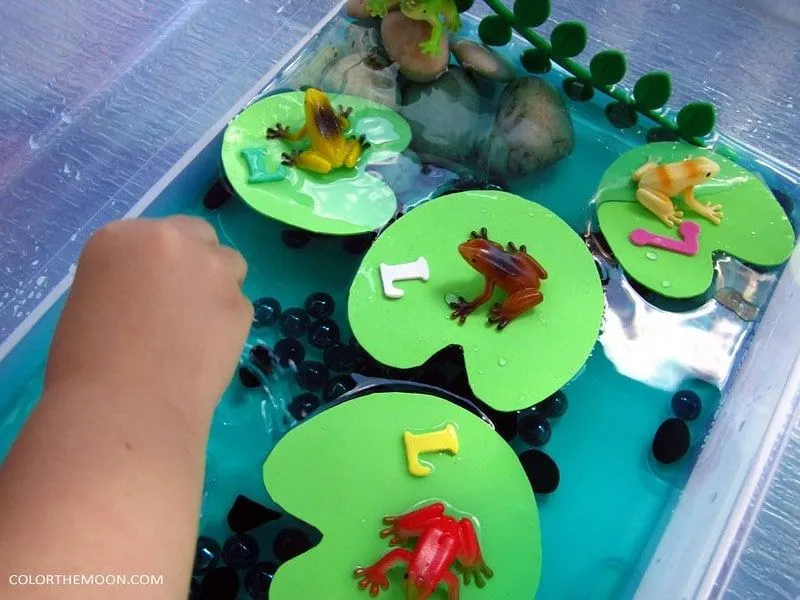 Water-proof lily pads made by pre-school child