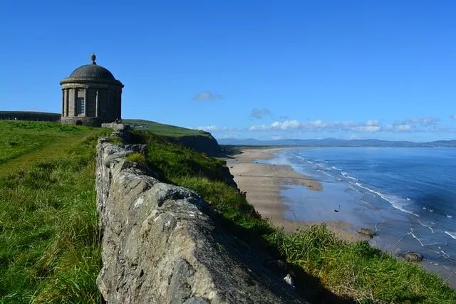 View over the seaside at Mussenden temple