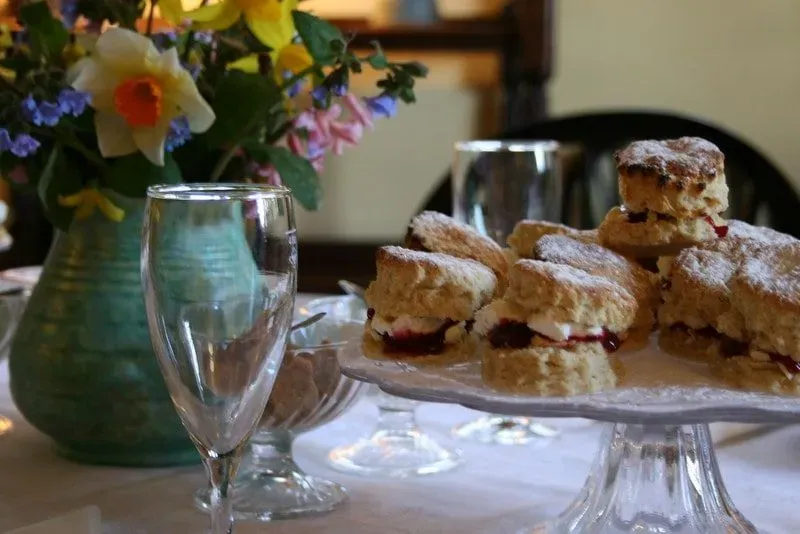 A platter of jam and cream scones at afternoon tea at Britons Arms, Norwich.