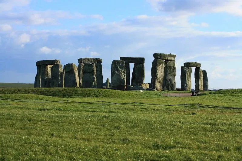 Stonehenge on a clear sunny day.