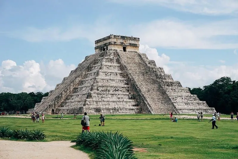 A Mayan temple with its pyramid-like structure.