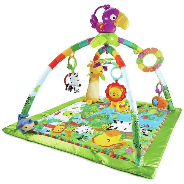 A Fisher-Price Rainforest Music And Lights Activity Gym.