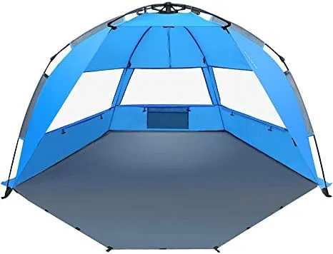A blue Tavgo Pop Up Beach Tent.