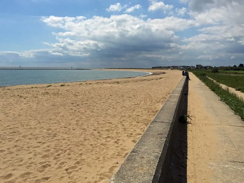 Long stretch of sandy Jaywick Beach.