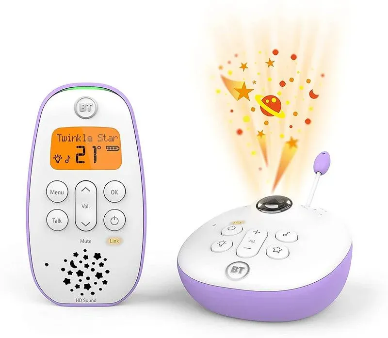 BT Digital Audio Baby Monitor 450 Lightshow and an example of how it looks lit up.