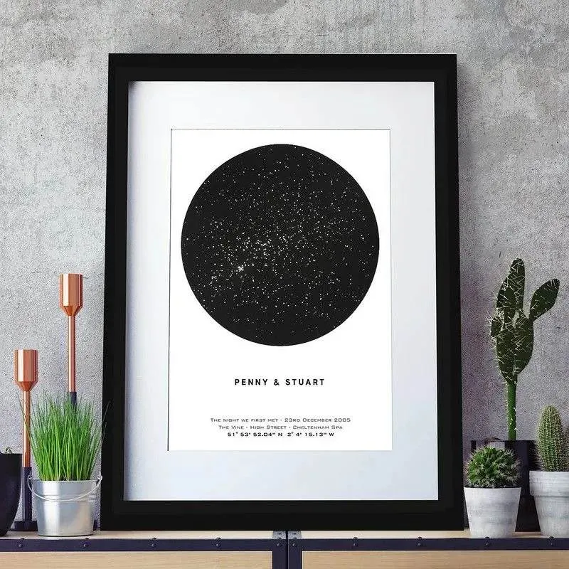 Spin Collective Personalised Metallic Star Map Print.