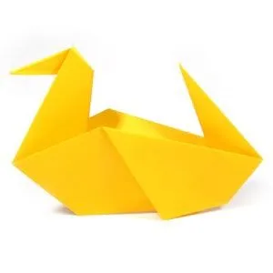 A yellow origami duck.