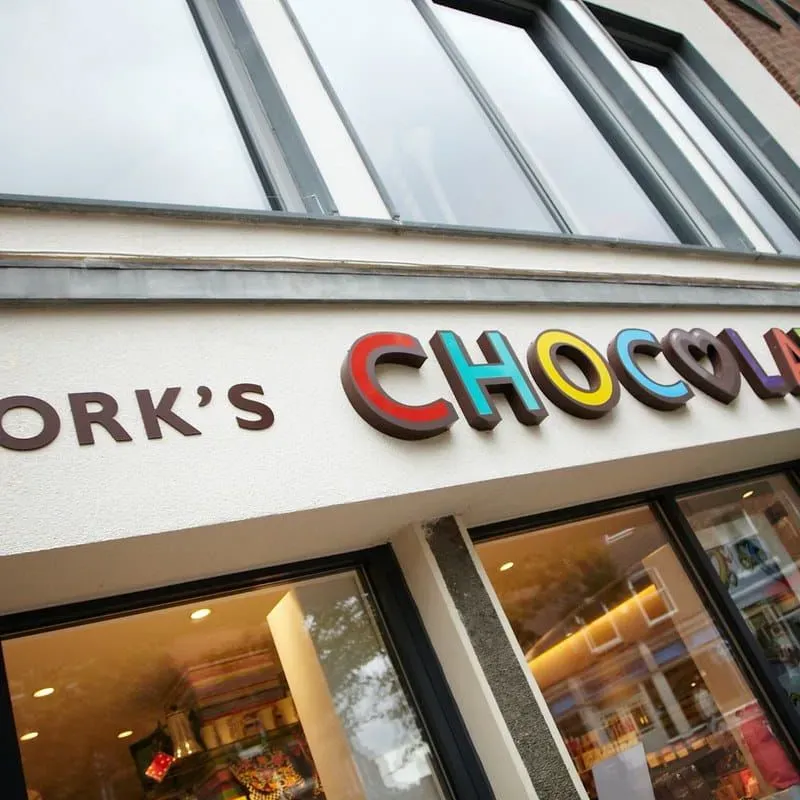 Exterior of York’s Chocolate Story shop.