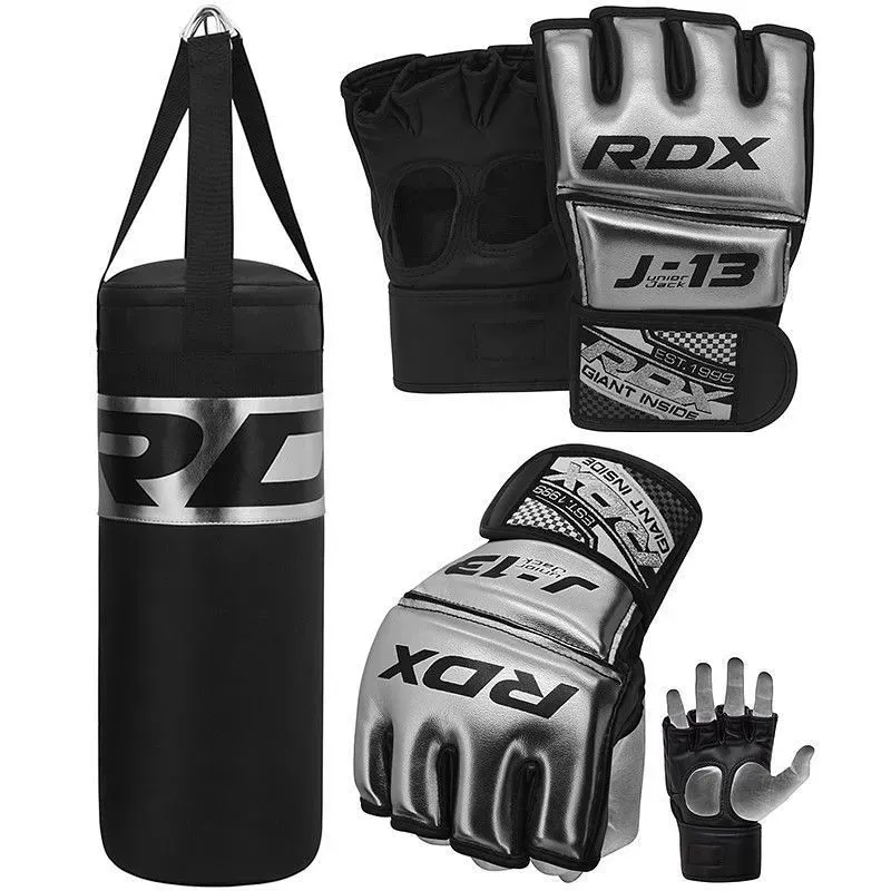 RDX Junior MMA Grappling Gloves And 2 ft Punching Bag Set.