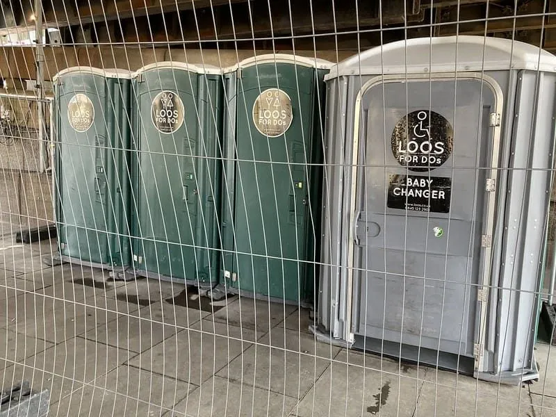 Portable loos in South Bank.