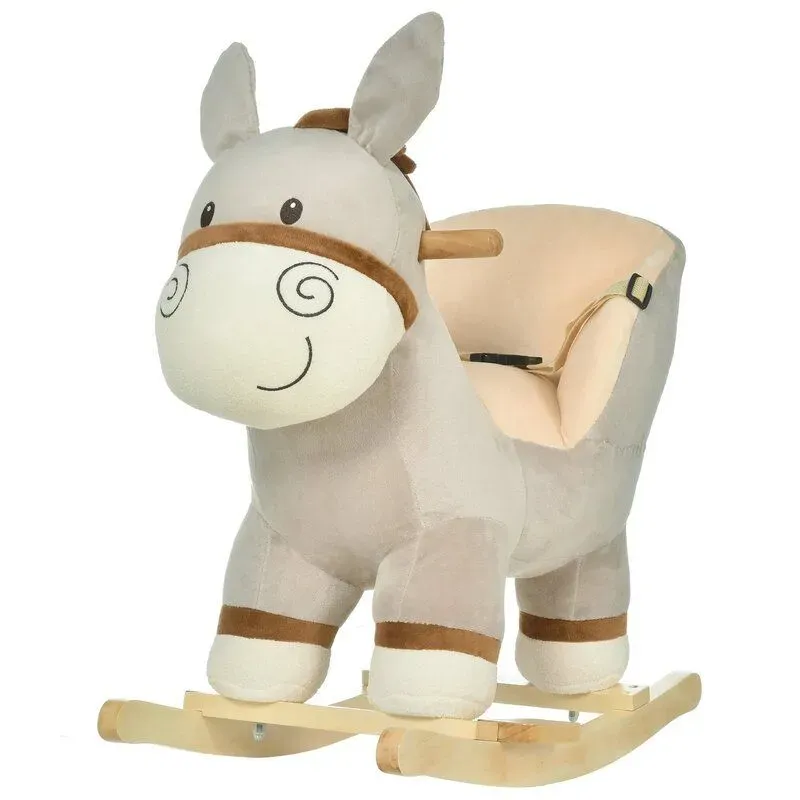 HOMCOM Toddler's Donkey Plush Rocking Ride On With Sound