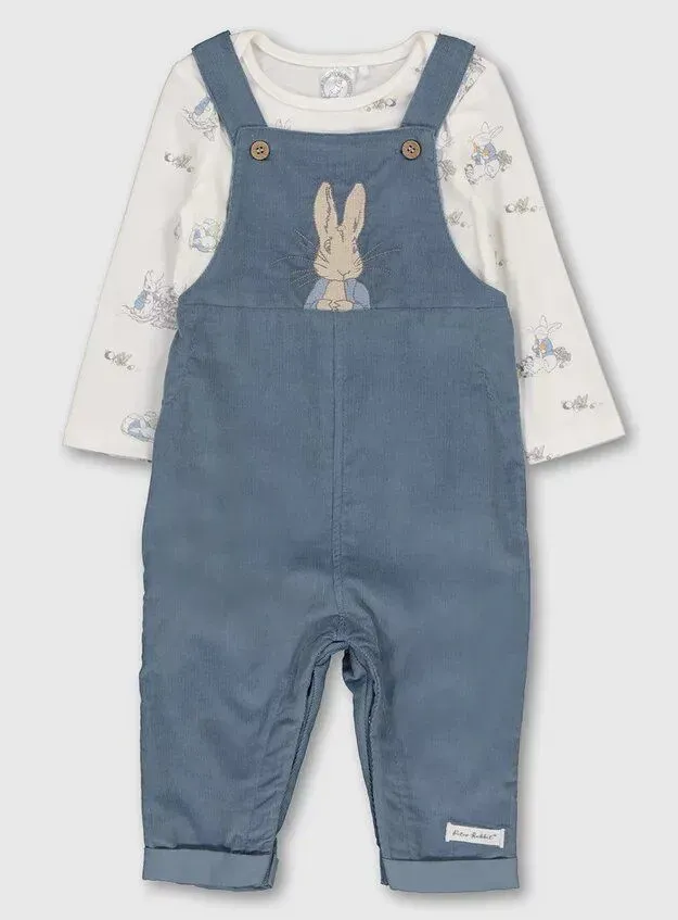 Tu Clothing Peter Rabbit Blue Dungarees & Bodysuit.