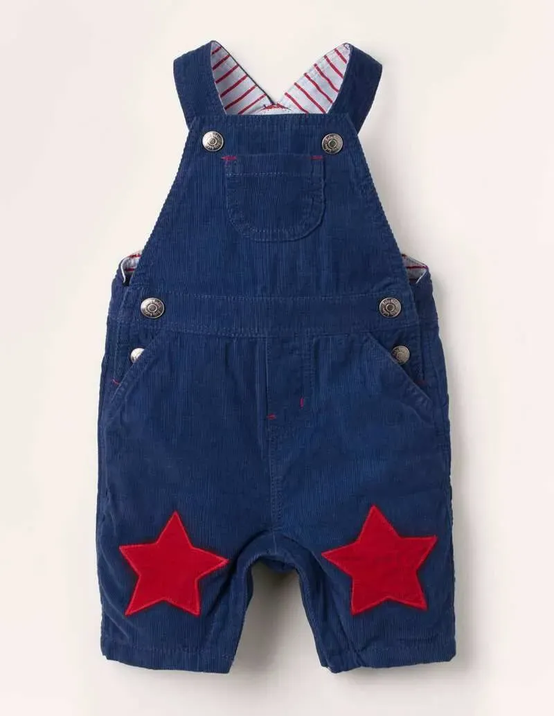 Boden Jersey-Lined Cord Dungarees - Starboard Blue