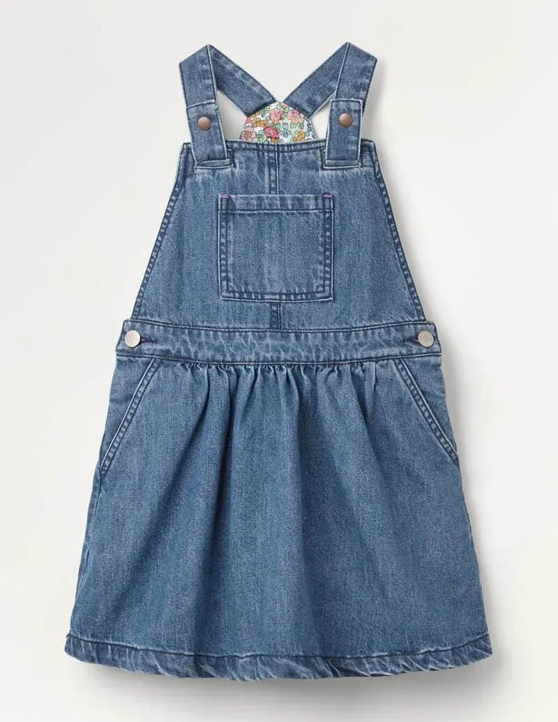 Boden Woven Dungaree Dress In Chambray.