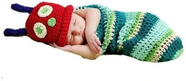 Hungry Caterpillar knitted baby outfit.