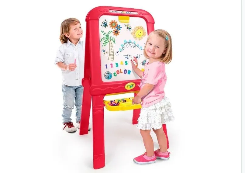 Children having fun with double easel.
